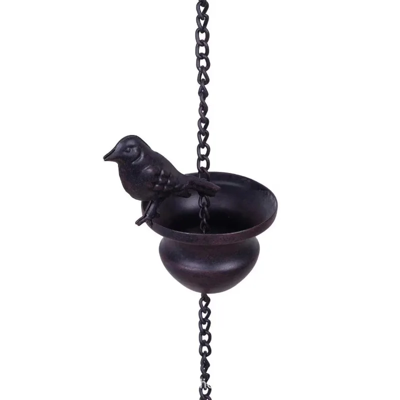 2.4 meters wrought iron bird rain chain pendant drain tank