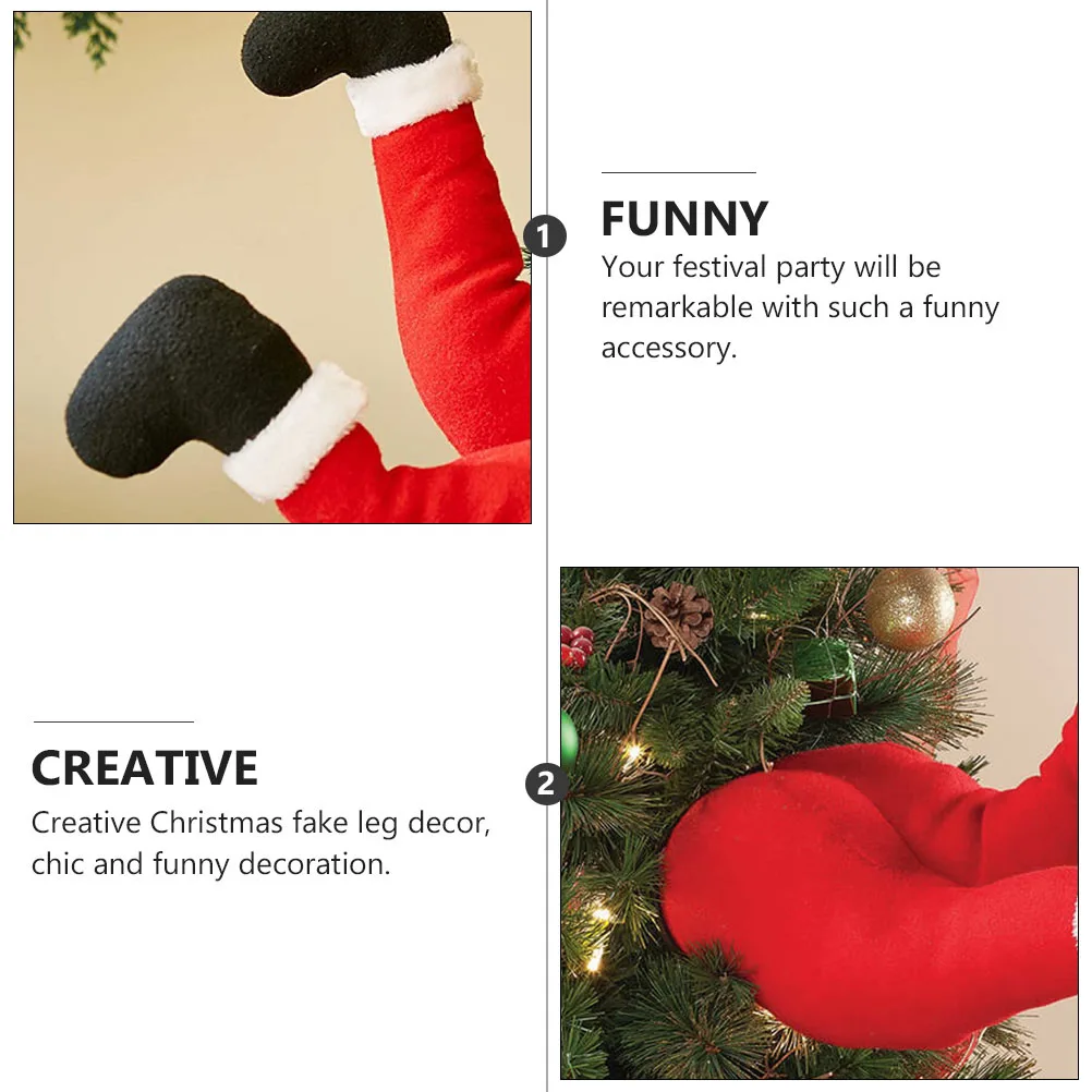

2 Pcs Santa Prosthetic Leg Christmas Decoration Party Supplies Fireplace Festive Cloth Ornament Tree Layout Unique