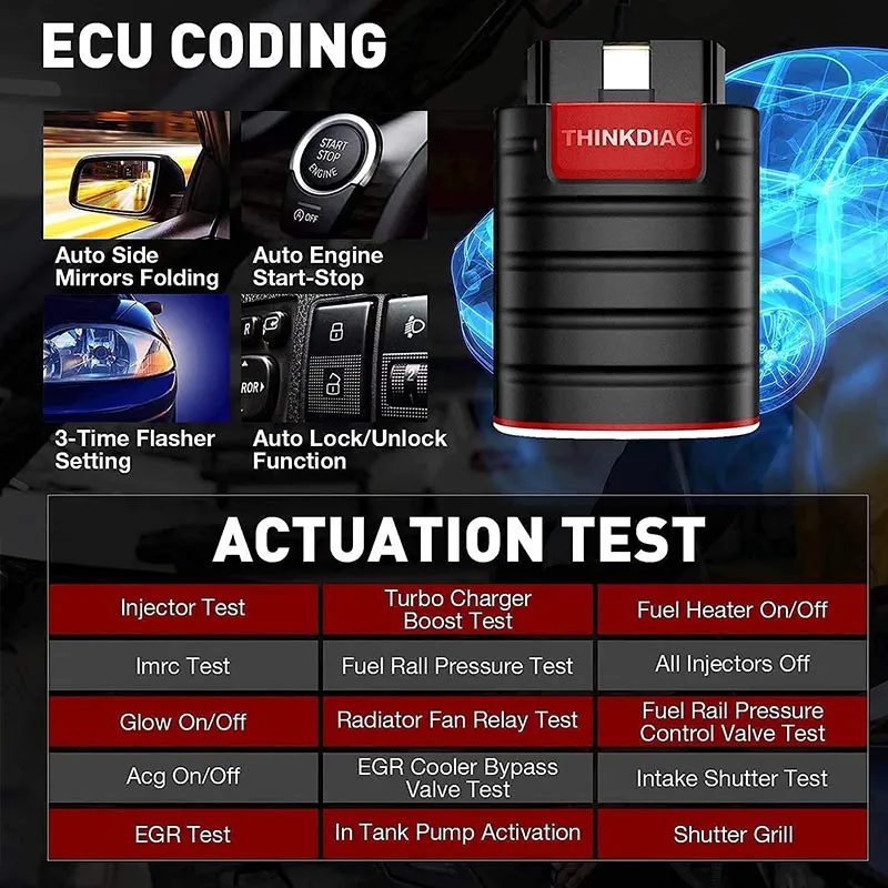 2024 THINKCAR Thinkdiag Full System 16 Reset ECU Coding Active Test Pro Software Upgrade Car Diagnostic OBD 2 OBD2 Scanner Tools