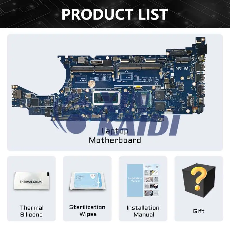 Ordinateur Portable Carte Mère Pour DELL Latitude 5400 LA-G893P CN-0CNJCN 0CNJCN DDR4 DK4XP Ordinateur Portable Carte Mère avec CPU i7-8665U Isabel