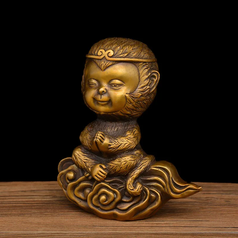 

Brass Xiangyun Cute Version Sun Wukong Copper Statue Bronze Home Gift Decoration