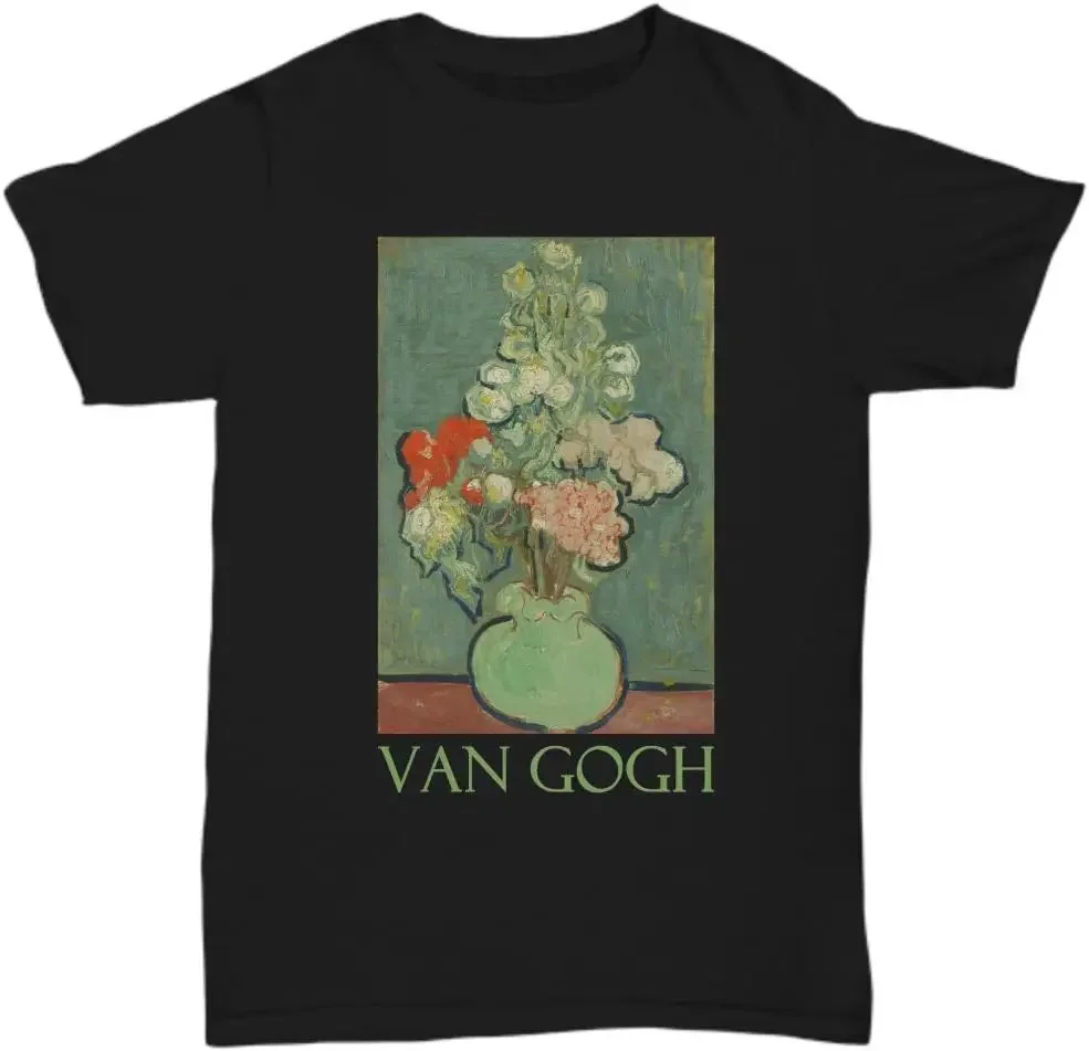 Vase with Flowers (1890) by Vincent Van Gogh - Tees Y2K tops Unisex Summer Short Sleeve