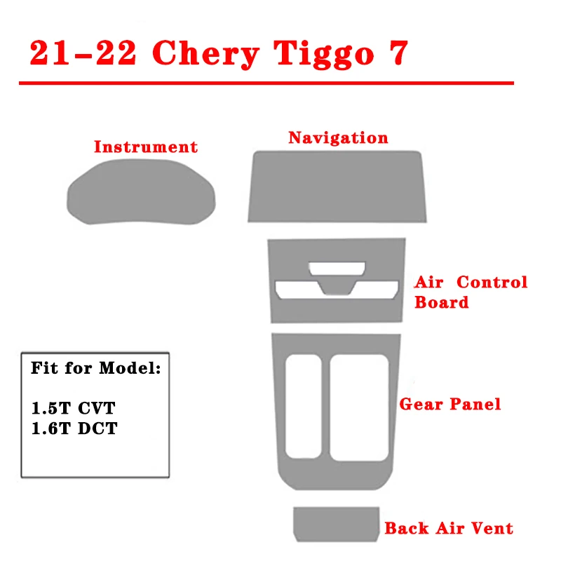 For Chery Tiggo 7 7pro 8Pro 2019 2020 2021 Anti-scratch TPU Car Gear Panel Instrument Navigation Screen Film Protective Sticker