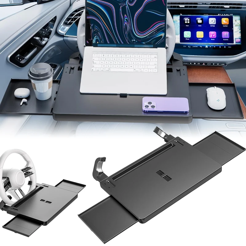 

Автомобильный складной столик-поднос на руль: подставка для еды, ноутбука, регулируемый держатель для стакана/компьютера