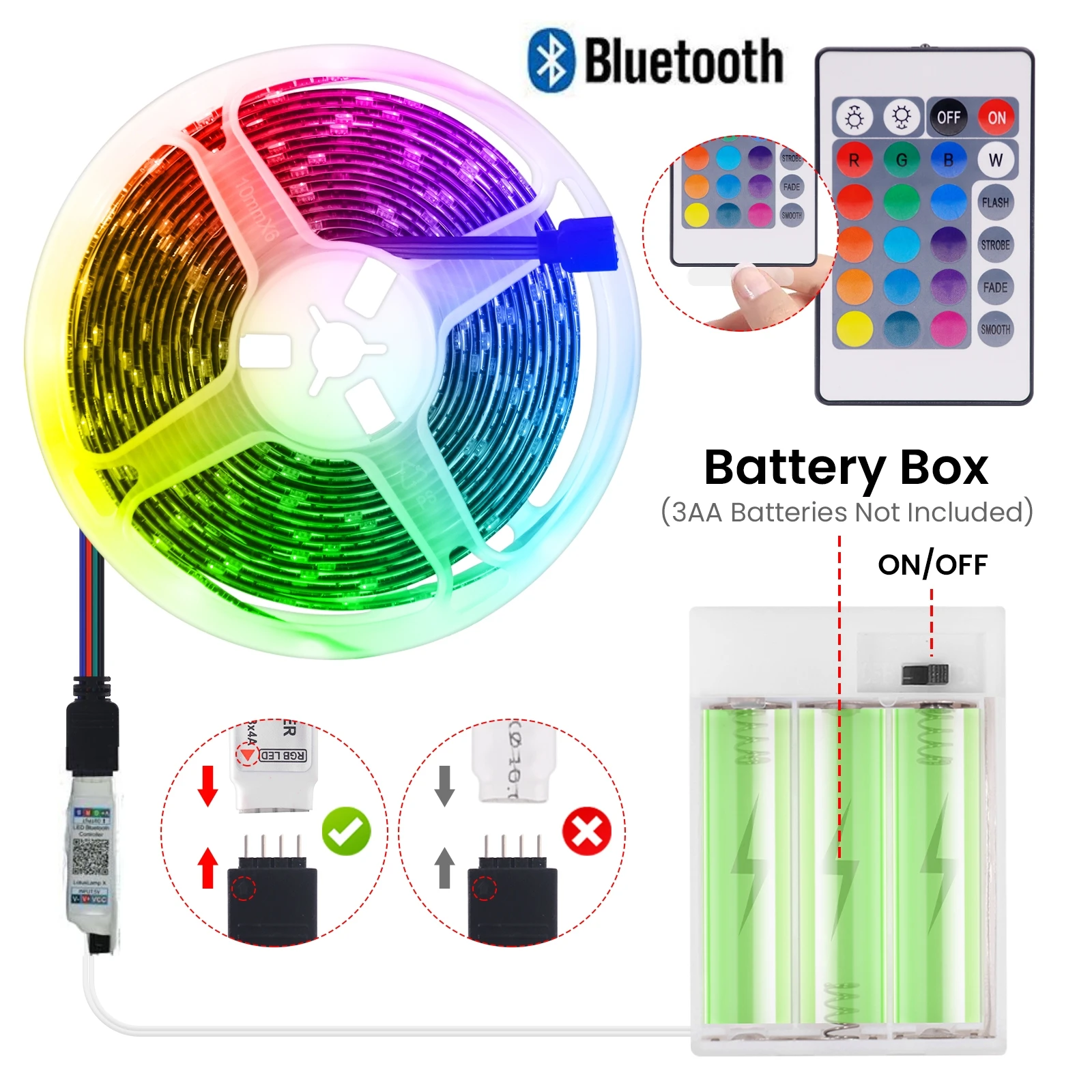5V Smart RGB LED Streifen Licht Batterie Power 5050/2835 Bluetooth App Steuerung mit 17/24/44Key Remote Kit IP21/IP65 Flexible Band