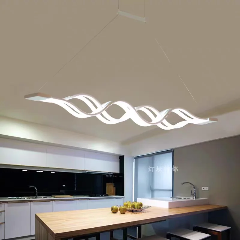 L120cm Wave Design Modern Dinning room Studyroom Pendant Light , Led Lighting AC 85-260V 80W Kitchen Pendant Lamp luminaire Bar