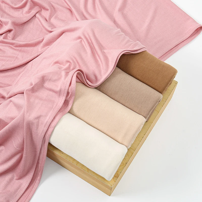 Premium Modal Cotton Jersey Hijab Scarf Muslim Long Shawl Women Plain Soft Islamic Turban Tie Head Wraps Female Headband Bufanda view 3