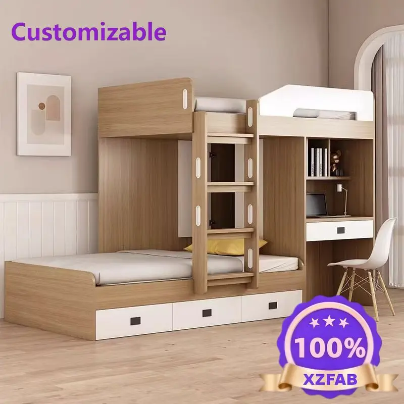 Factory Direct 2026 Dislocation type upper and lower beds Bunk bed s with wardrobes Small apartment upper and lower bunk b eds C