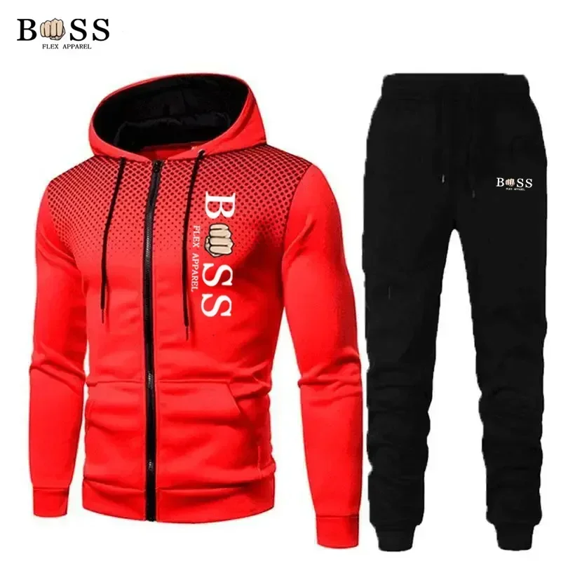 Men's Sets Zip Hoodie+Pants 2-piece Set 2024 New Spring Fashion Sports Brand Men's Set Casual Fitness Jogging Sportswear Suit