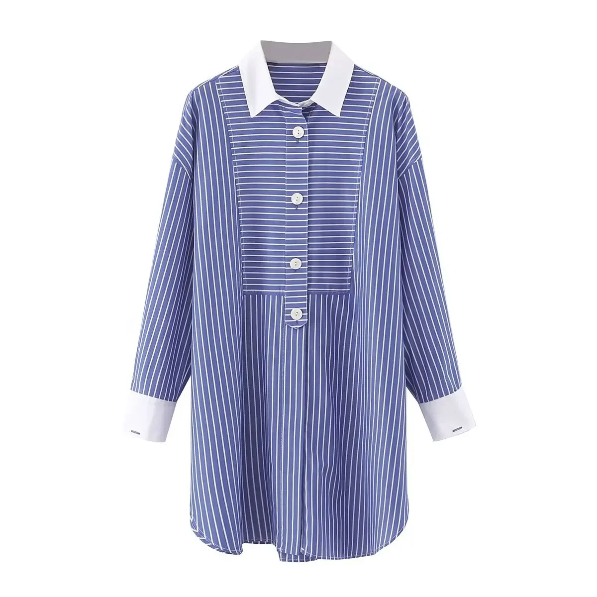 

NICE Loose Striped Long Sleeve Shirt Spring Hot Sale Of The Season Women's Button Up Cotton Polyester Blend Full Length Fashiona