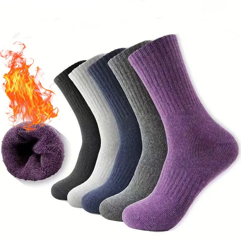 1–2 Paar warme, weiche Socken für Herren, Wandern, weich, warm, Winter, lässig, Crew, feuchtigkeitsableitende Socken für drinnen und draußen, Schnee-Frottee-Socke