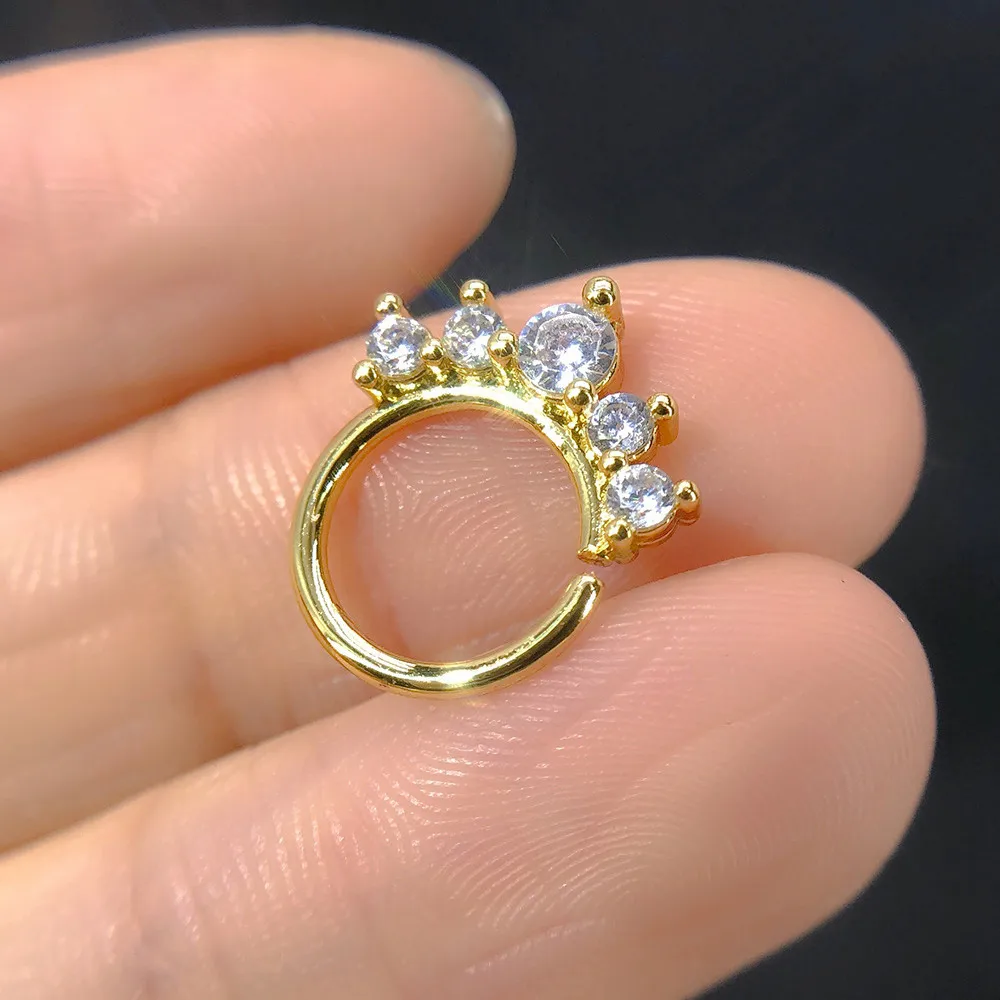 1PC Nase Ringe für Frauen Punk Gothic Micro-set Zirkon Knorpel Daith Ohrringe Septum Ring Körper Ohr Piercing schmuck KAE133 – Detail 13