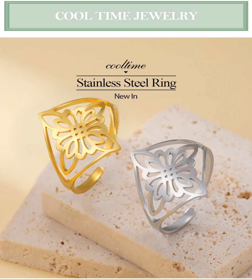 COOLTIME Hexenknoten-Ring für Frauen, Edelstahl, verstellbar, Blume, Irland, keltischer Ring, Schmuck, Geschenk, Großhandel – Detail 1
