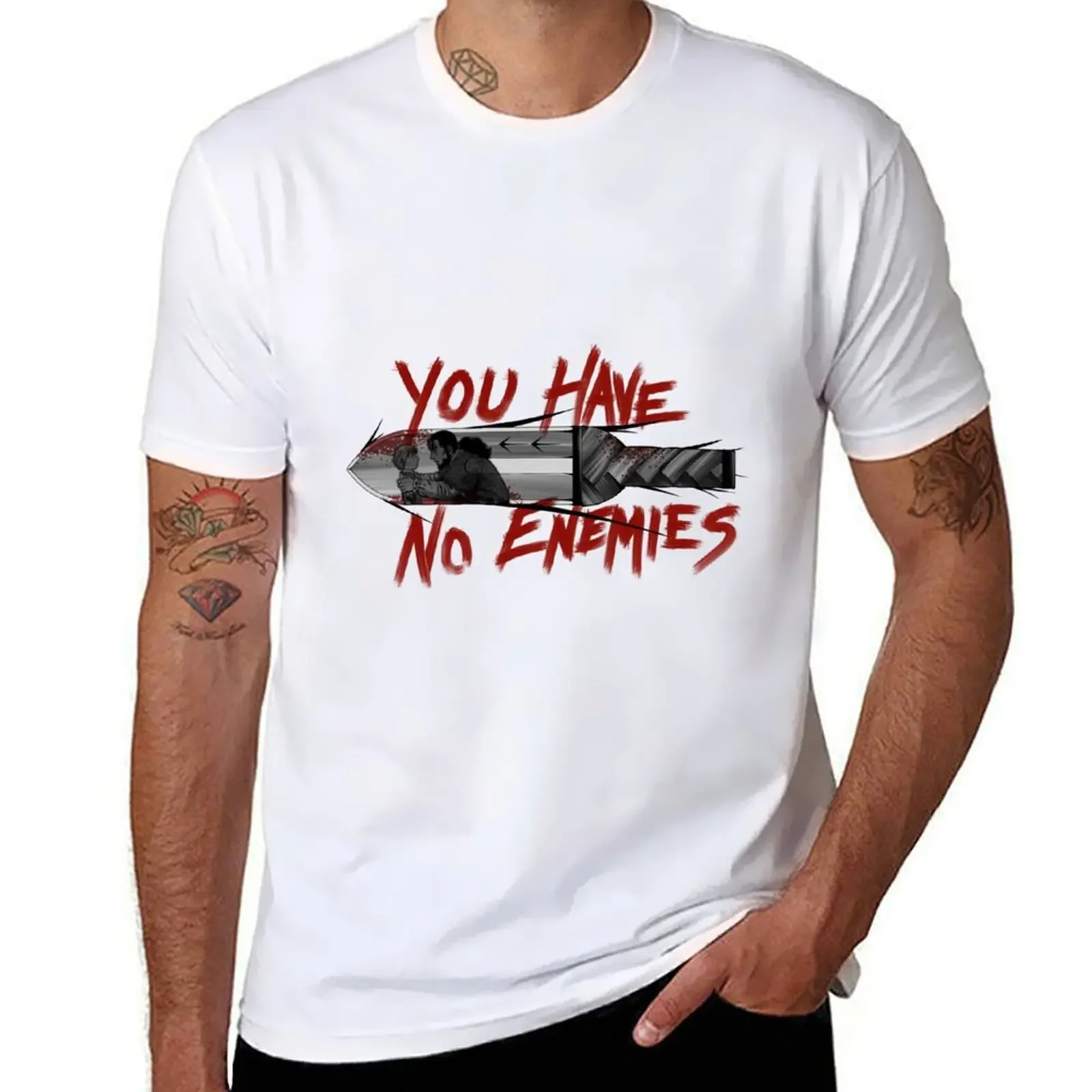 You Have No Enemies T-Shirt Plus Size Basic Cotton T-Shirt(4XL 5XL 6XL No Shipping)