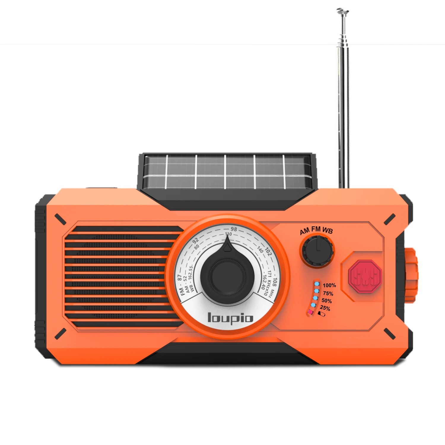 راديو كرنك اليد في حالات الطوارئ راديو يعمل بالطاقة الشمسية مع بنك الطاقة SOS إنذار مصباح يدوي قراءة مصباح راديو بالطاقة الشمسية للطوارئ/المنزل