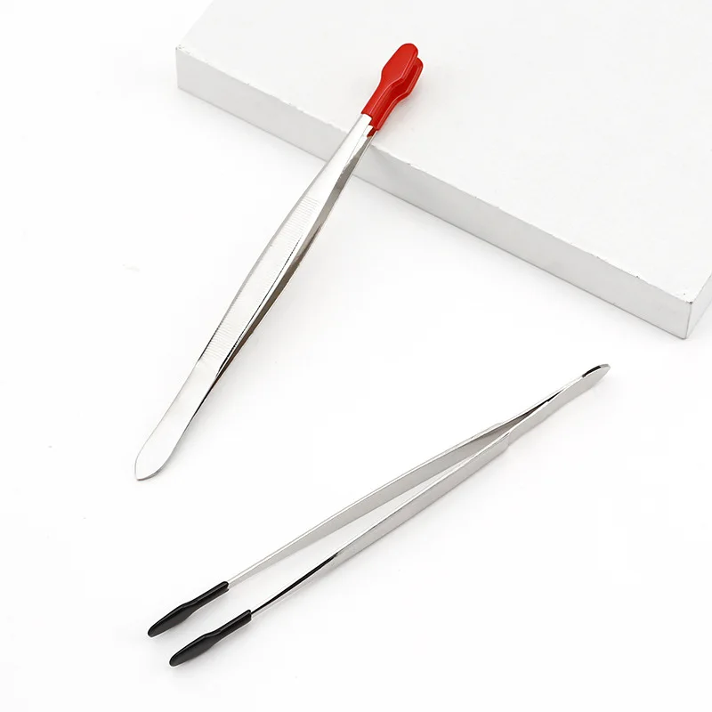 Stainless Steel Dipped Plastic Tweezers, False Eyelashes Auxiliary Grafting Clip, Coin Clip, Stamp Clip Tool Forceps