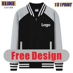 ELIKE Zipper Baseball Uniform Custom Logo Personal Design Men And Women Coat Embroidery Autumn Winter 8 Colors Jacket 2022 NEW