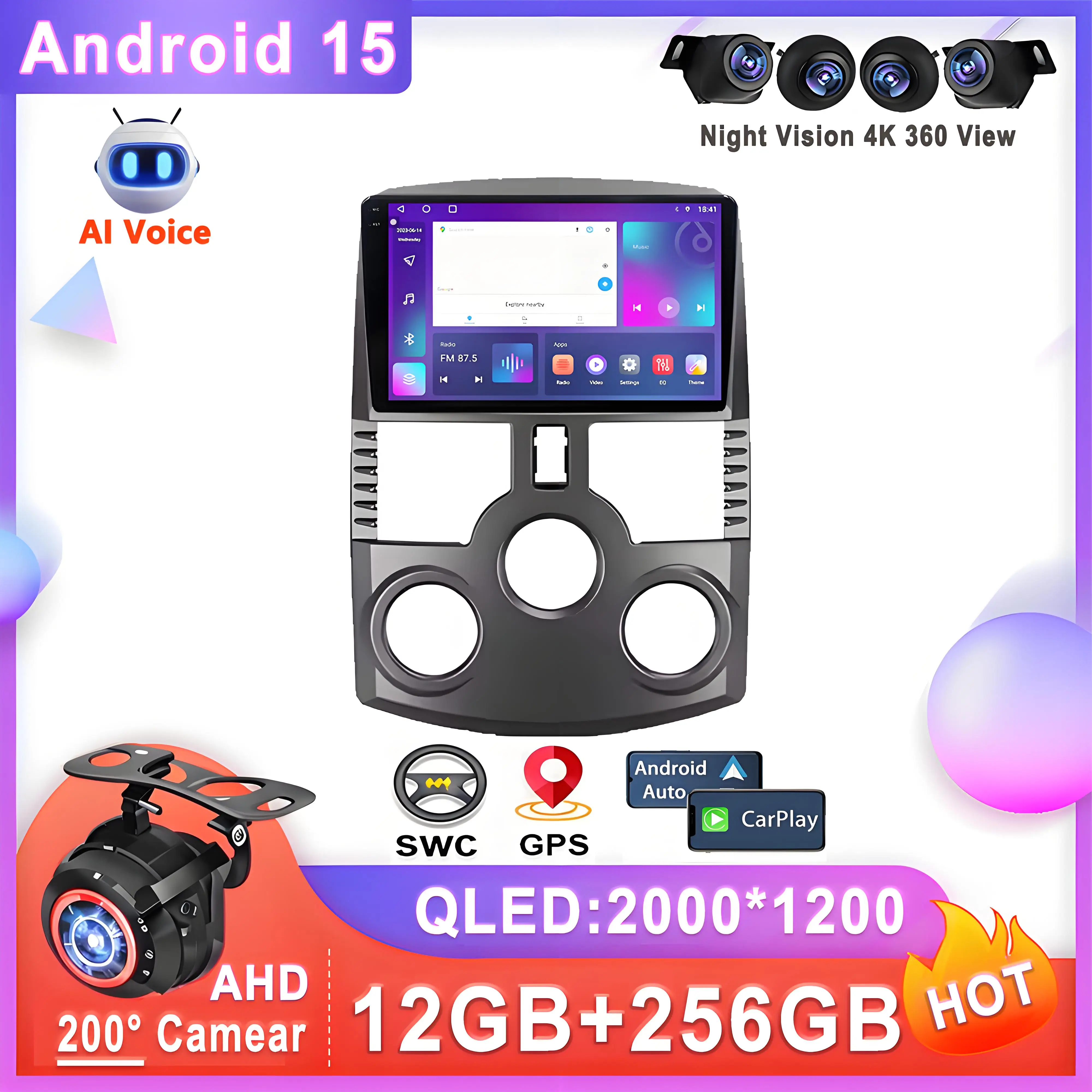 أندرويد 15 لتويوتا راش J200 1 2006 - 2016 راديو السيارة ستيريو مشغل وسائط متعددة لا 2din DVD 5G 2K لاعب الملاحة سيارة لتحديد المواقع