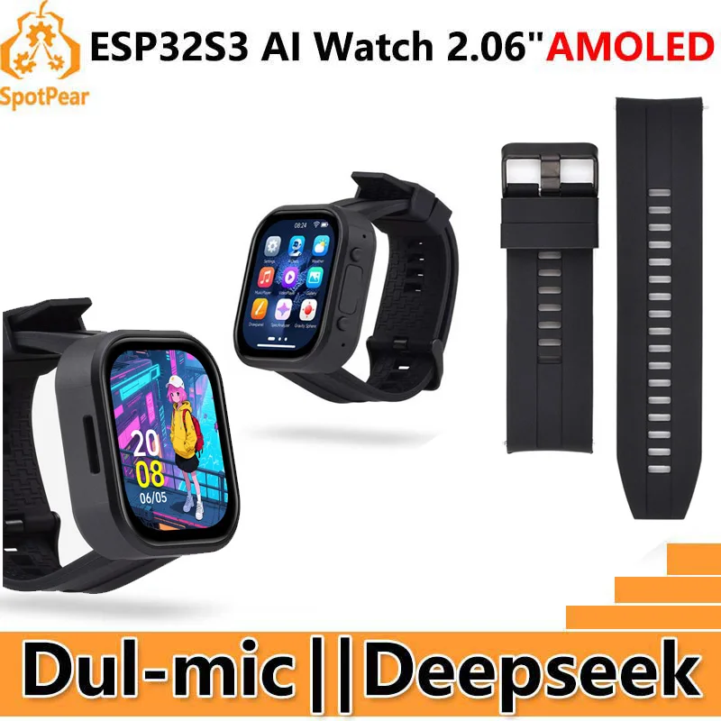 

DeepSeek AI Voice Chat ESP32 S3 Development Board 2.06-inch AMOLED Display 410×502 2.06inch TouchScreen Programmable Watch