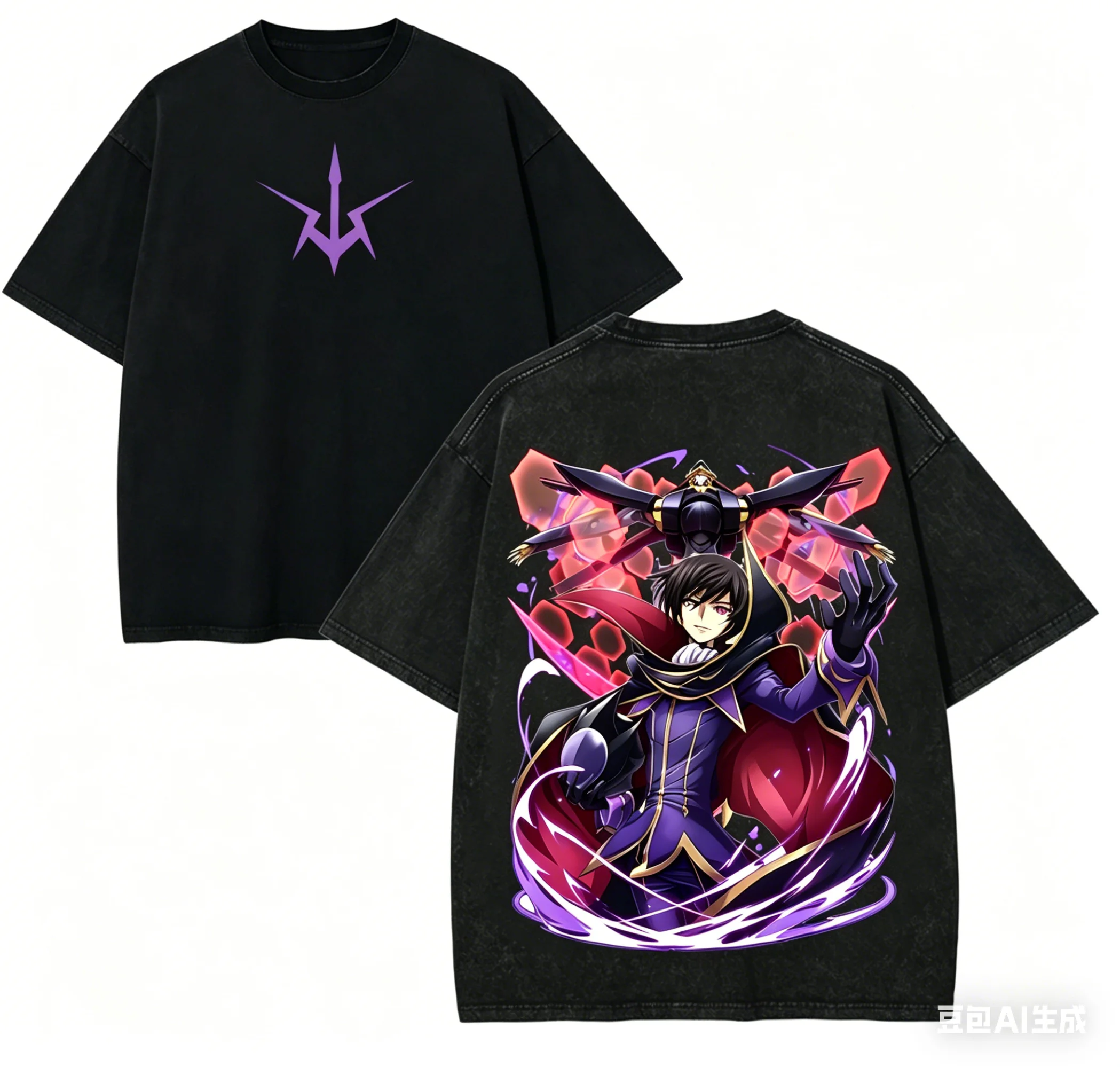 Anime Merchandise For Women - 2026年夏アニメ「コードギアス」オーバーサイズTシャツ、ルルーシュ・ゼロフォーム＆ギアスシンボルプリントレトロストリートウェアTシャツ（男女兼用）