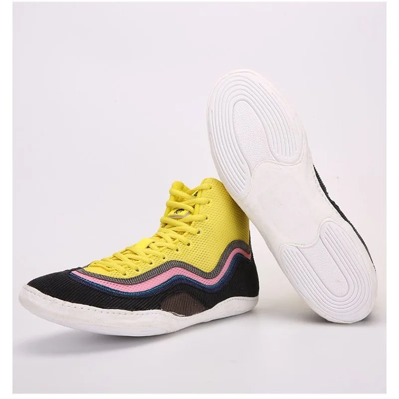 

Professional Wrestling Boots for Men Yellow Boxing Sneakers Mens Mesh Breathable Gym Sports Shoes Wearable Fighting Shoe