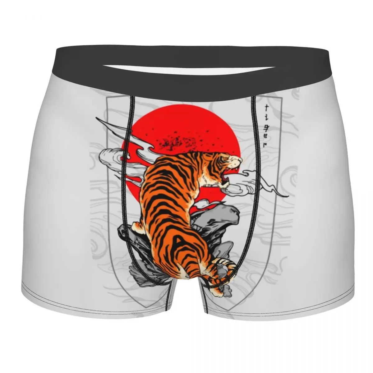 Custom Tiger Japan Style Tattoo Underwear Men Breathbale Animal Art Boxer Briefs Shorts Panties Soft Underpants For Homme