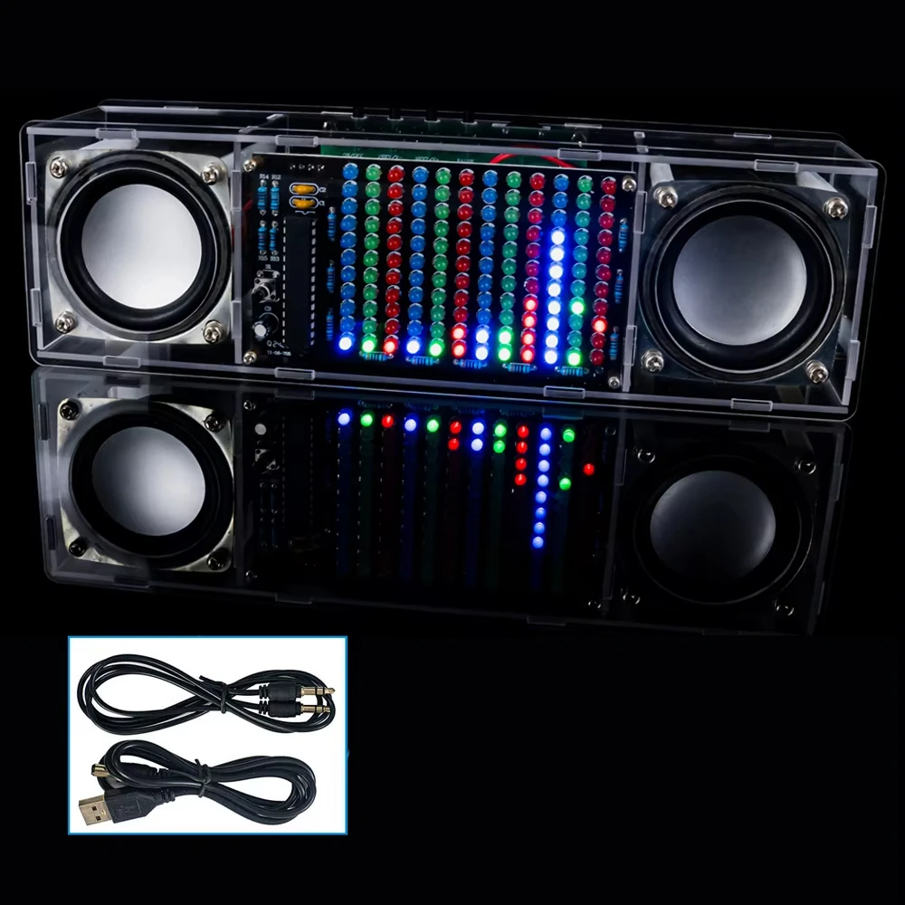 DIY Bluetooth Speaker Kit Electronic LED Music Spectrum MH-M18 Dual Channel Soldering Practice 3W Speaker 8002 Amplifier DC5V