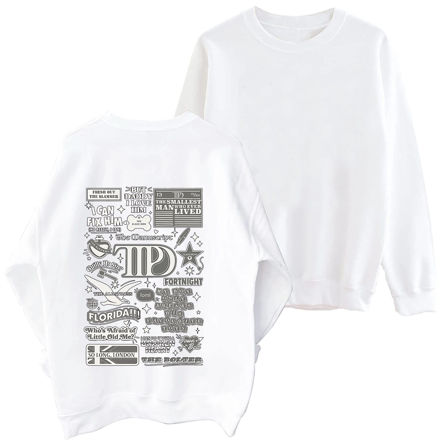 The Tortured Poets Department TTPD Album Title Sweatshirt Harajuku Round Neck Long Sleeve Oversized Hoodie Fans Gift