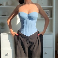Lamuusaa Corset Tube Tops Women Sexy Clothes Solid Color Off Shoulder Strapless Fishbone Bustier Bandeau y2k Clothing Streetwear