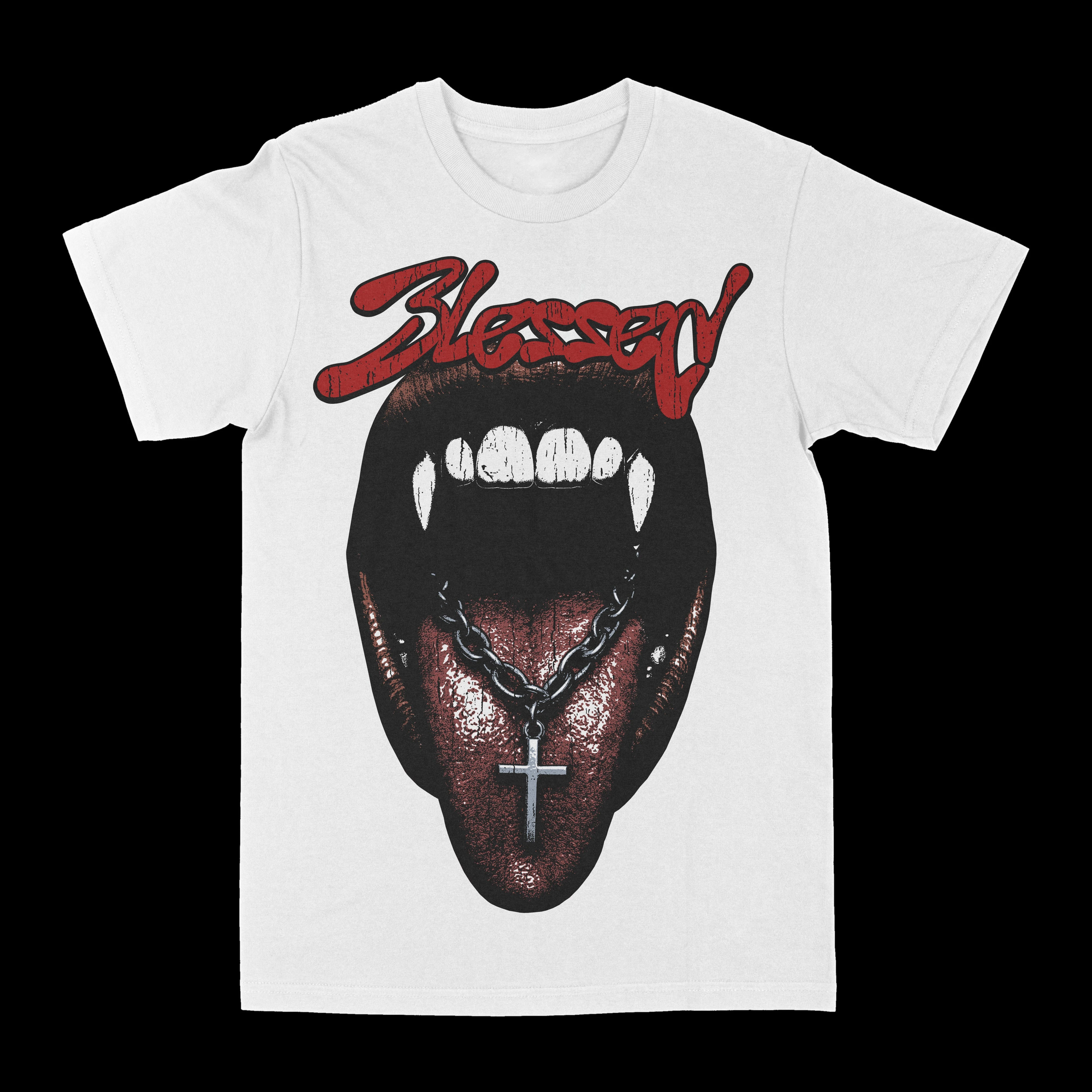 Blessing Tooth Y2K Street Fashion Brand T-shirt Pattern Short-Sleeved Comfortable T-shirt for Men and Women Summer Streetwear