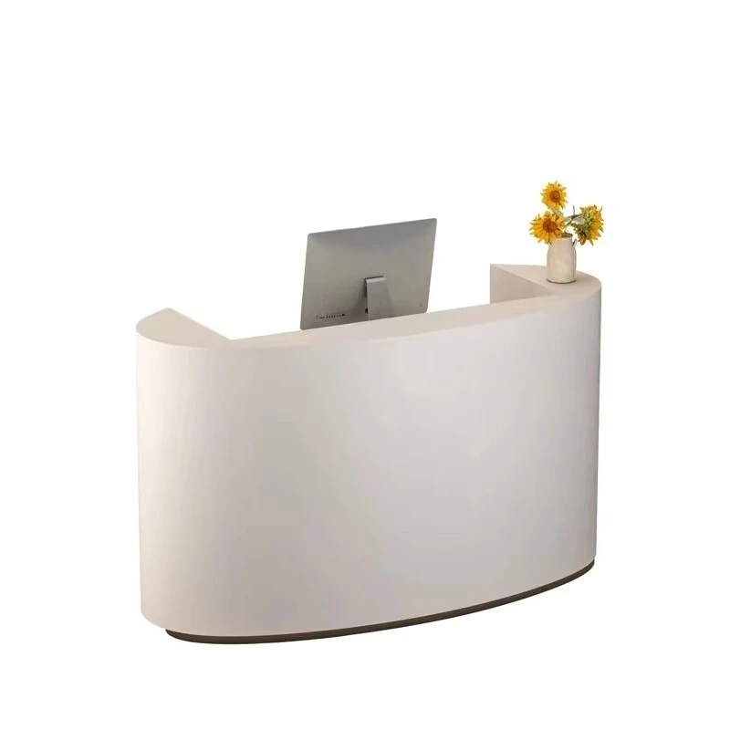 

&c Office Small Curved Beige Salon Reception Desk Furniture