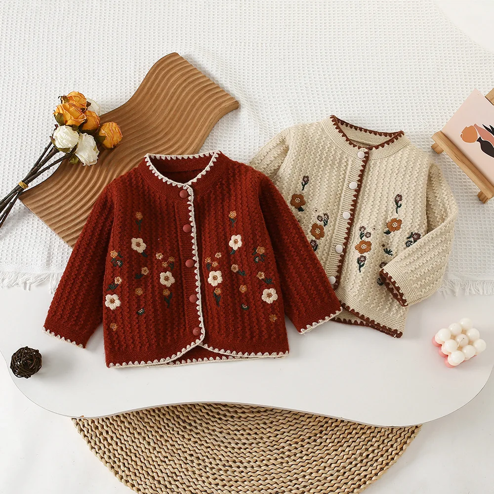 

Girls Woolen Jersey Sweaters Spring Autumn 2025 Children Knitted Coats Tops For Baby Girl Clothing Outerwear Kids Fashion Outfit