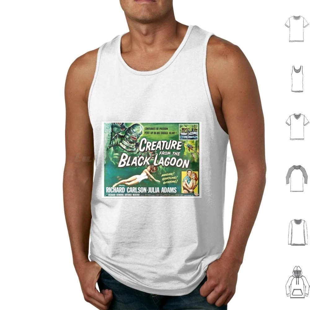Creature From The Black Lagoon Horror Film Vintage Movie Tank Tops Vest Sleeveless Antique Vintage Retro Old Advertising Ads