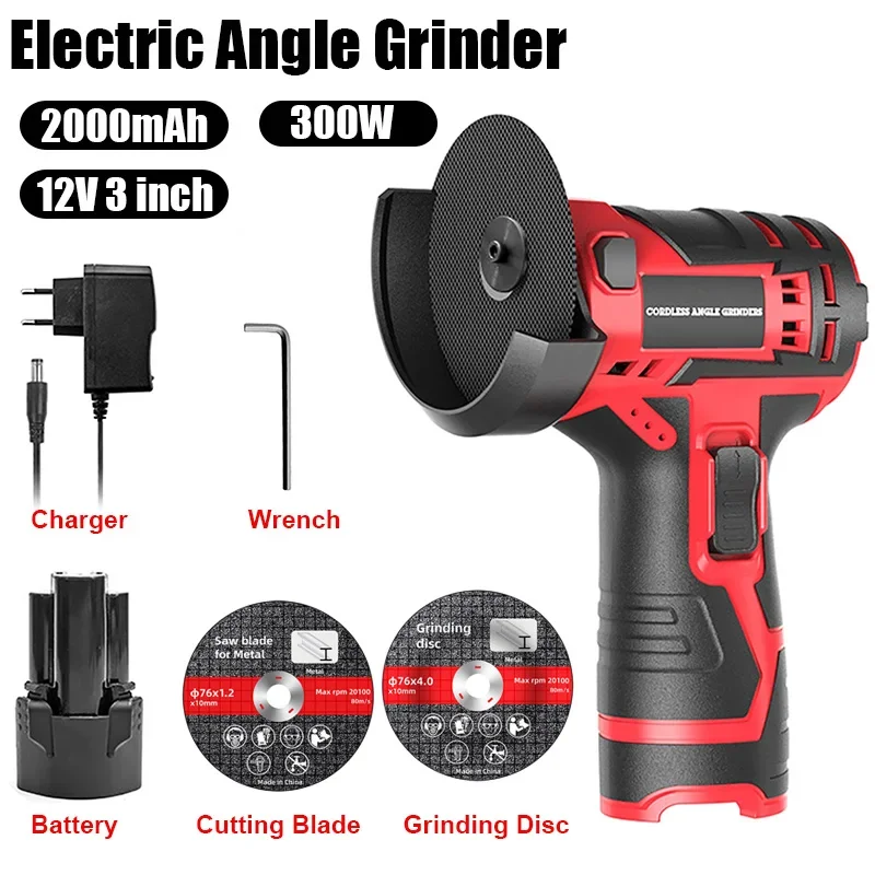 300W Cordless Angle Grinder Kits 3 inch Electric Polisher For 12V 2000mAh Makita Battery Metal Cutting Polishing Grinder Tools