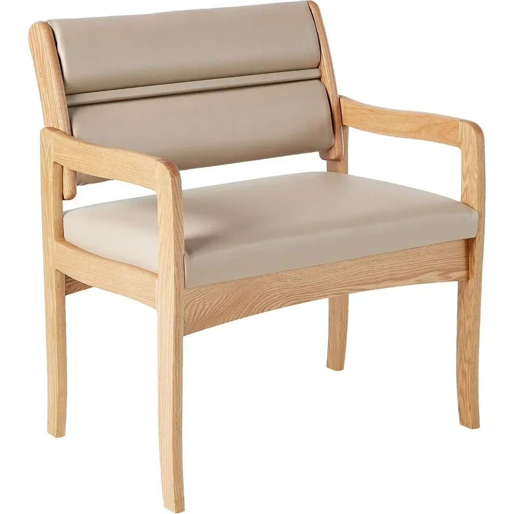 

Waiting for Seats,with Arm Rest,Stackableeasily Support Up To 800 Lbs,Light Oak/Cream, 30"D X 33.5"W X 23.25"H Waiting for Seats