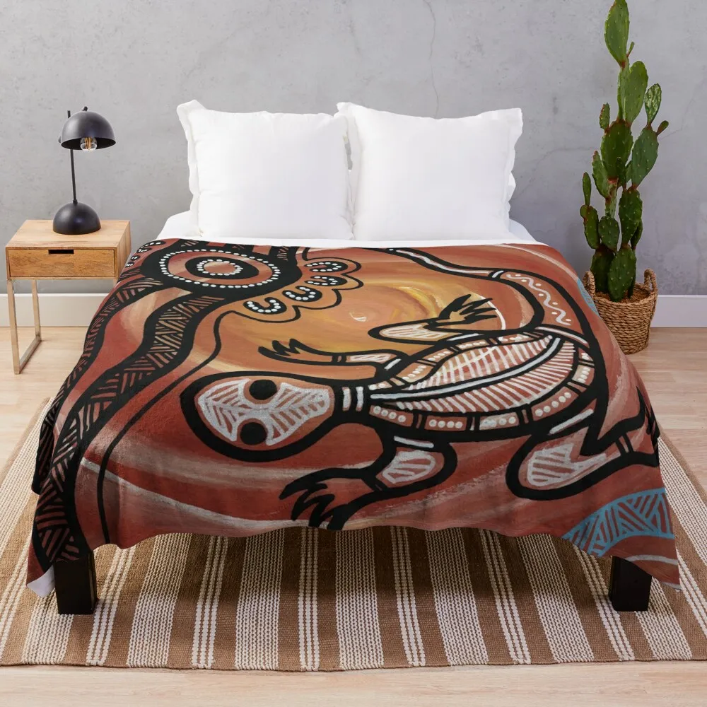 

Authentic Aboriginal Art - Lizard Throw Blanket Personalized Gift anime blankets and throws heavy to sleep Blankets