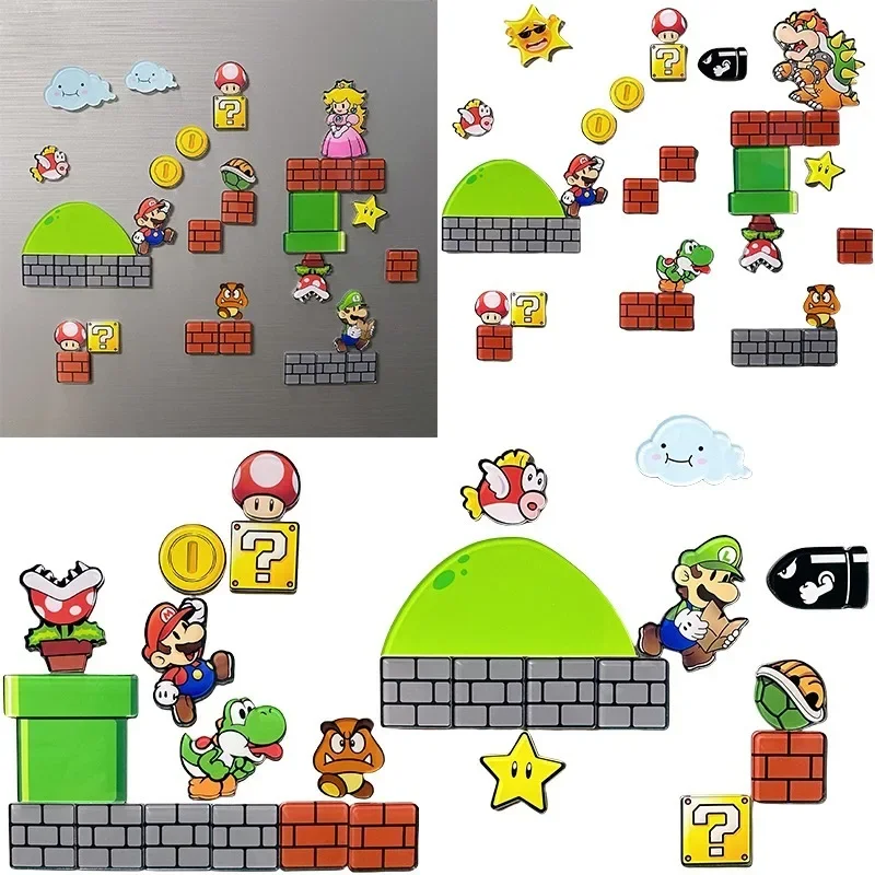 Super Mario Game Scene Waterdichte koelkastmagneet Anime Karakter Slaapzaal Memo Herinnering Magneet Decoratie Verjaardagscadeaus