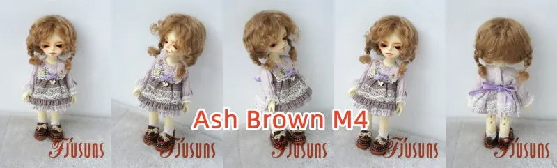 JD644 4-5inch 5-6inch Messy Baby Curly Mini Twintail Mohair BJD Wigs 1/8 1/12 OB11 Lati Yellow Doll Accessories