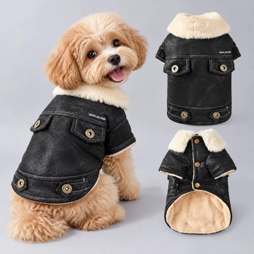Luxury Thickened Design Pet Winter Coat Fur Lining Water-Resistant Fur Jacket Windproof Feature Warm Pet Clothes Winter
