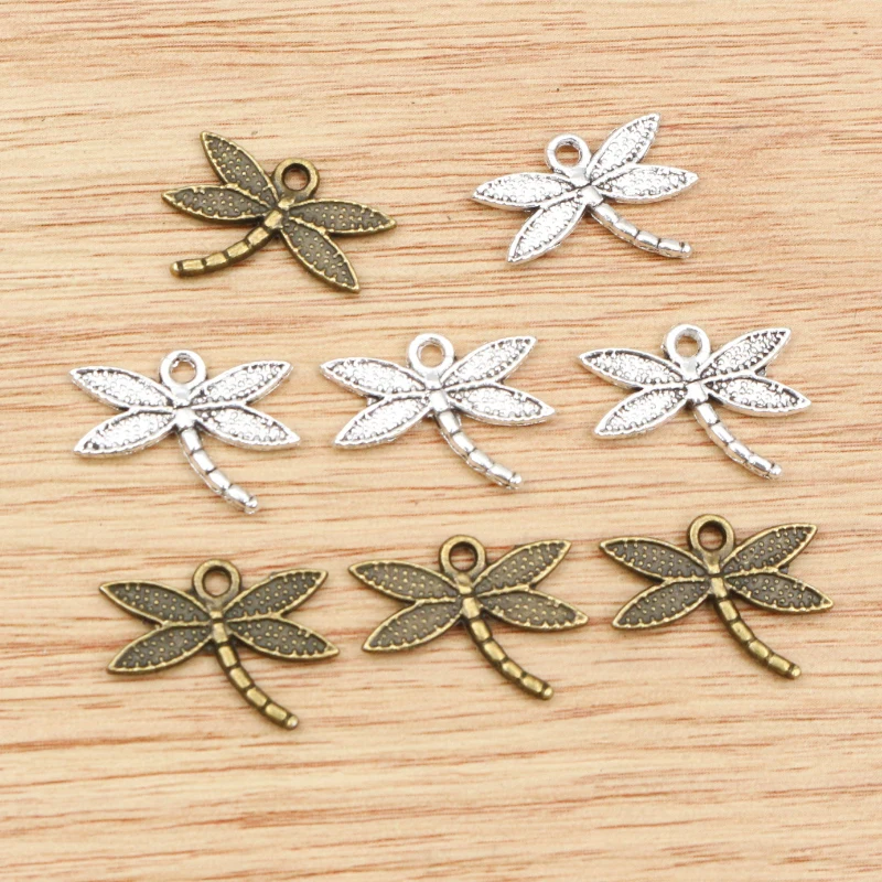 30pcs 18x14mm Antique Silver Plated Bronze Plated Dragonfly Handmade Charms Pendant:DIY for bracelet necklace