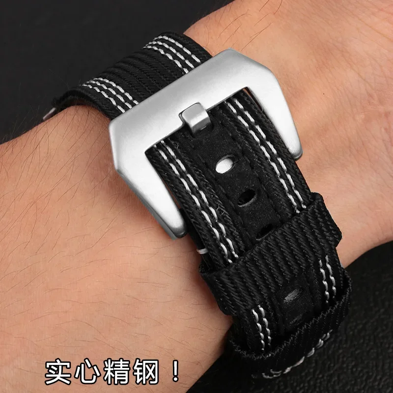 For Panerai Watch Strap Pam00984 00985 PAM111 PAM441 Stealth Nylon leather sole Bracelet Accessory 24 26mm large size for men