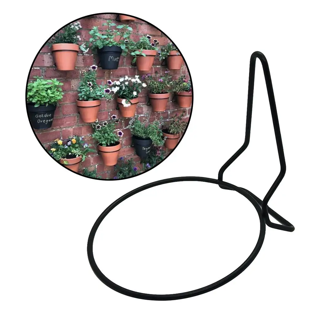Flower Pot Holder Ring Wall Mounted, Wall Planter Hook, Collapsible Bracket Iron Black for Indoor