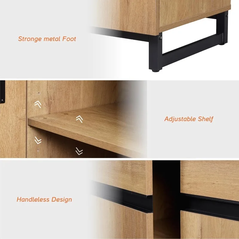 Soporte de TV moderno para televisores de hasta 110 pulgadas, mesa consola de TV de centro de entretenimiento de madera 3 en 1 con estantes ajustables y base de metal
