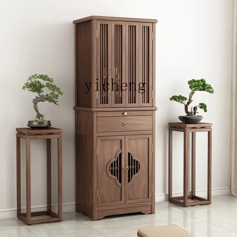 Buddhist Niche New Chinese Vertical Cabinet Buddhist Platform Household Simple Cabinet With Door God Of Wealth CabinetD24
