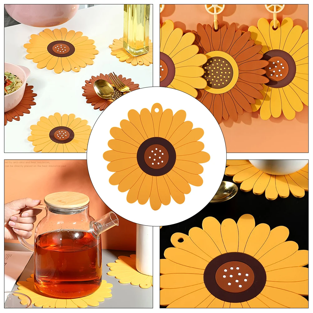 Sunflower Silicone Pot Holder Heat Insulated Cup Mat Foldable Drinking Coasters Silica Gel Shape Home Decor Banquet Gift