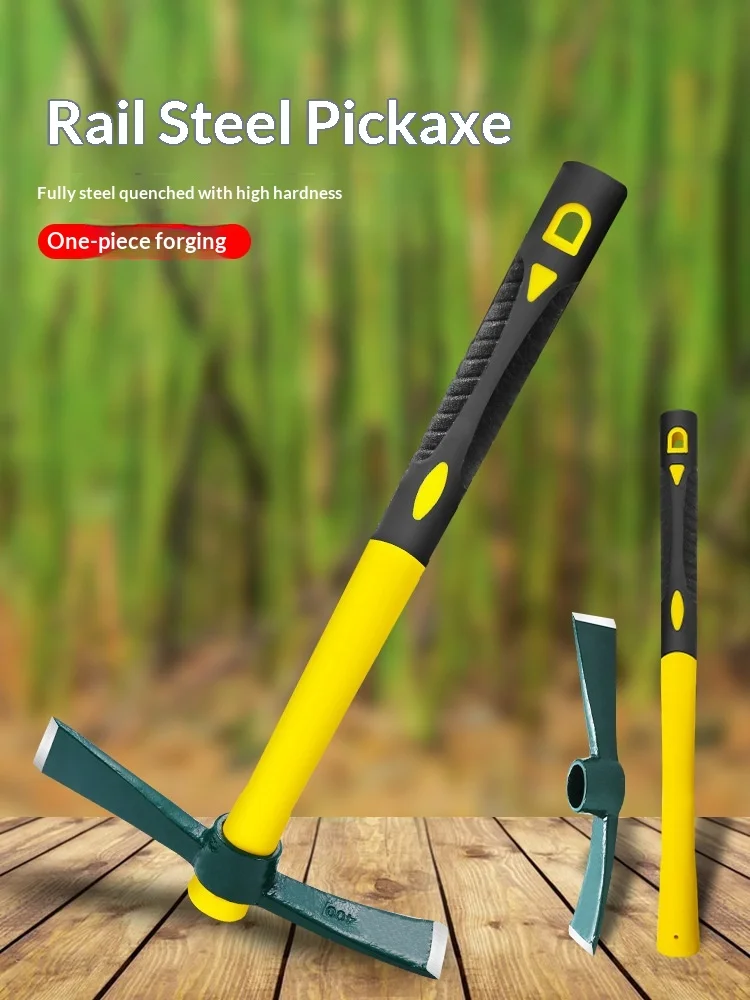 Heavy Duty Garden Pick Axe Set, Cutter Mattock Hoe with Fiberglass Handle for Digging Stumpy Flower Beds