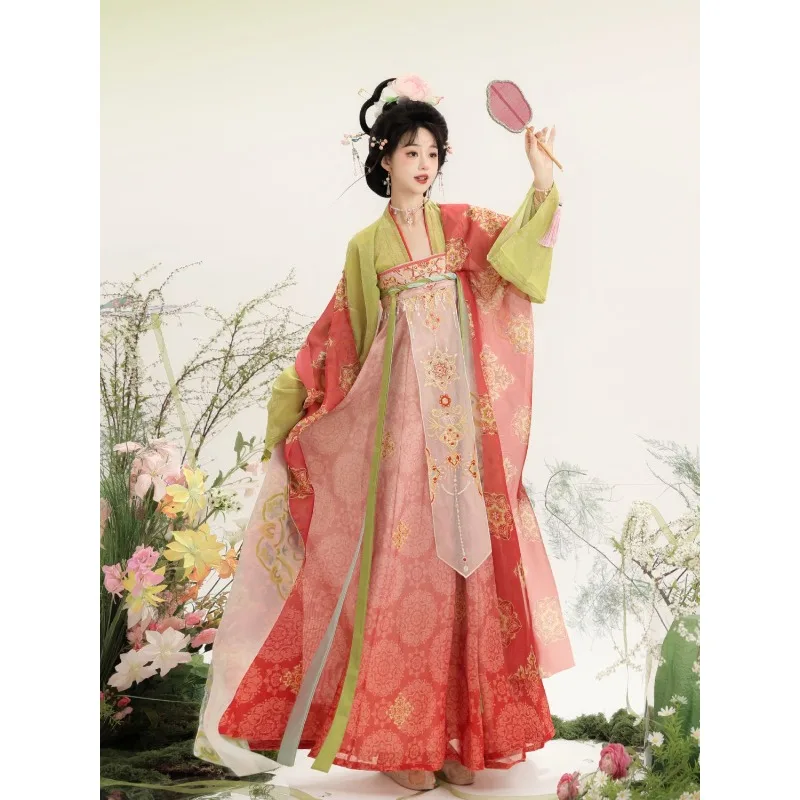 Hanfu for Women Tang Dynasty Style One-piece Chest-level Embroidery Eight-cut Group Daily Spring and Summer Style Women’s Wear