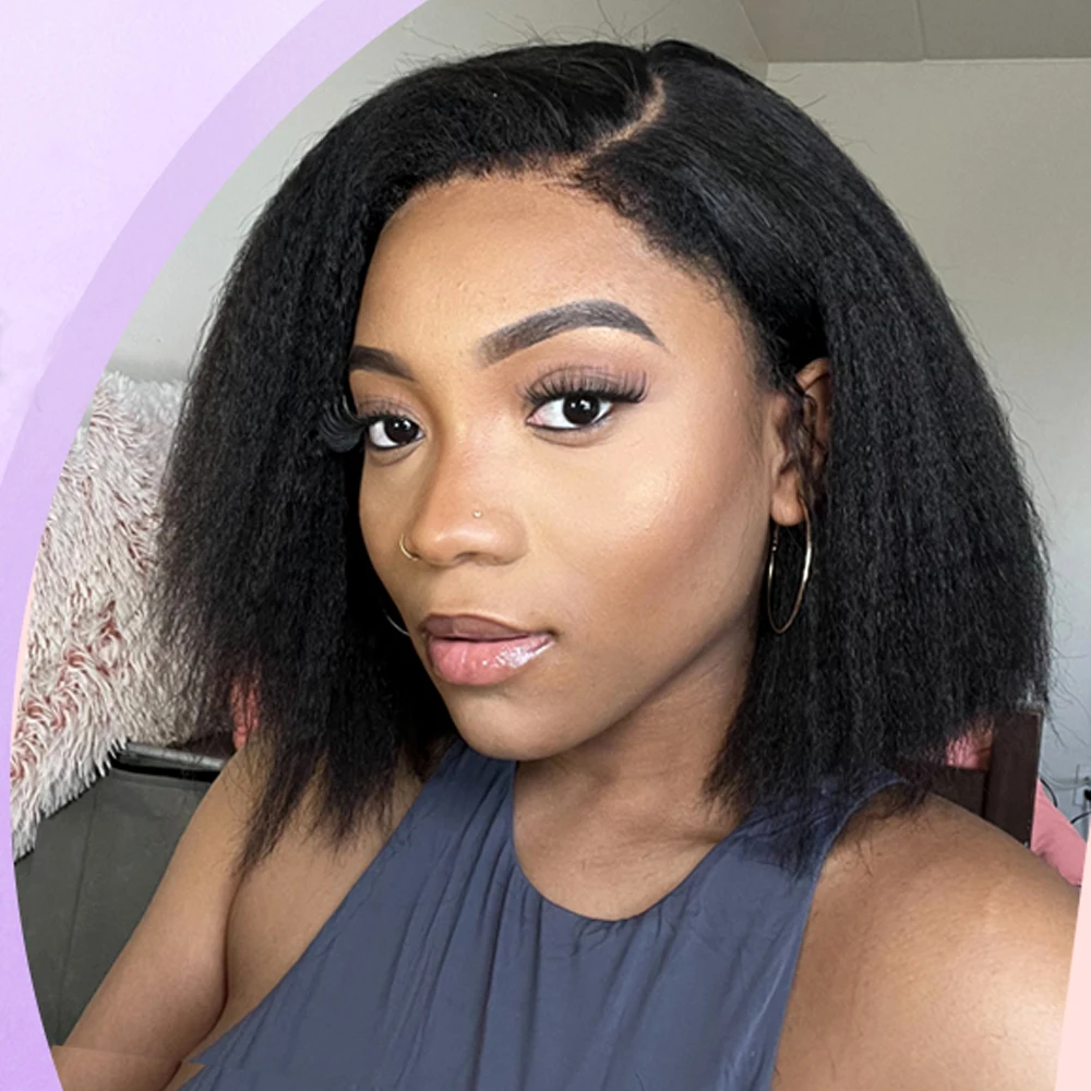 

Прозрачный 13x4 Боб Кудрявый Прямой Парик Человеческих Волос Кружева Фронтальный Парик 4C Кудрявые Края Линия Волос Вьющиеся Детские Волосы 4x4 Парик Фронта Шнурка