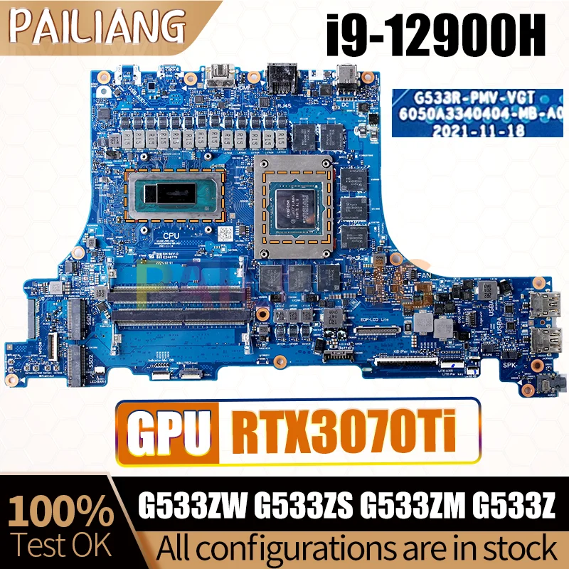 

Для ASUS G533ZW G533ZS G533ZM G533Z Основная плата 6050A 3340404 i9-12900H RTX3070Ti 8G GN20-E6-A1 Материнская плата для ноутбука полностью протестирована