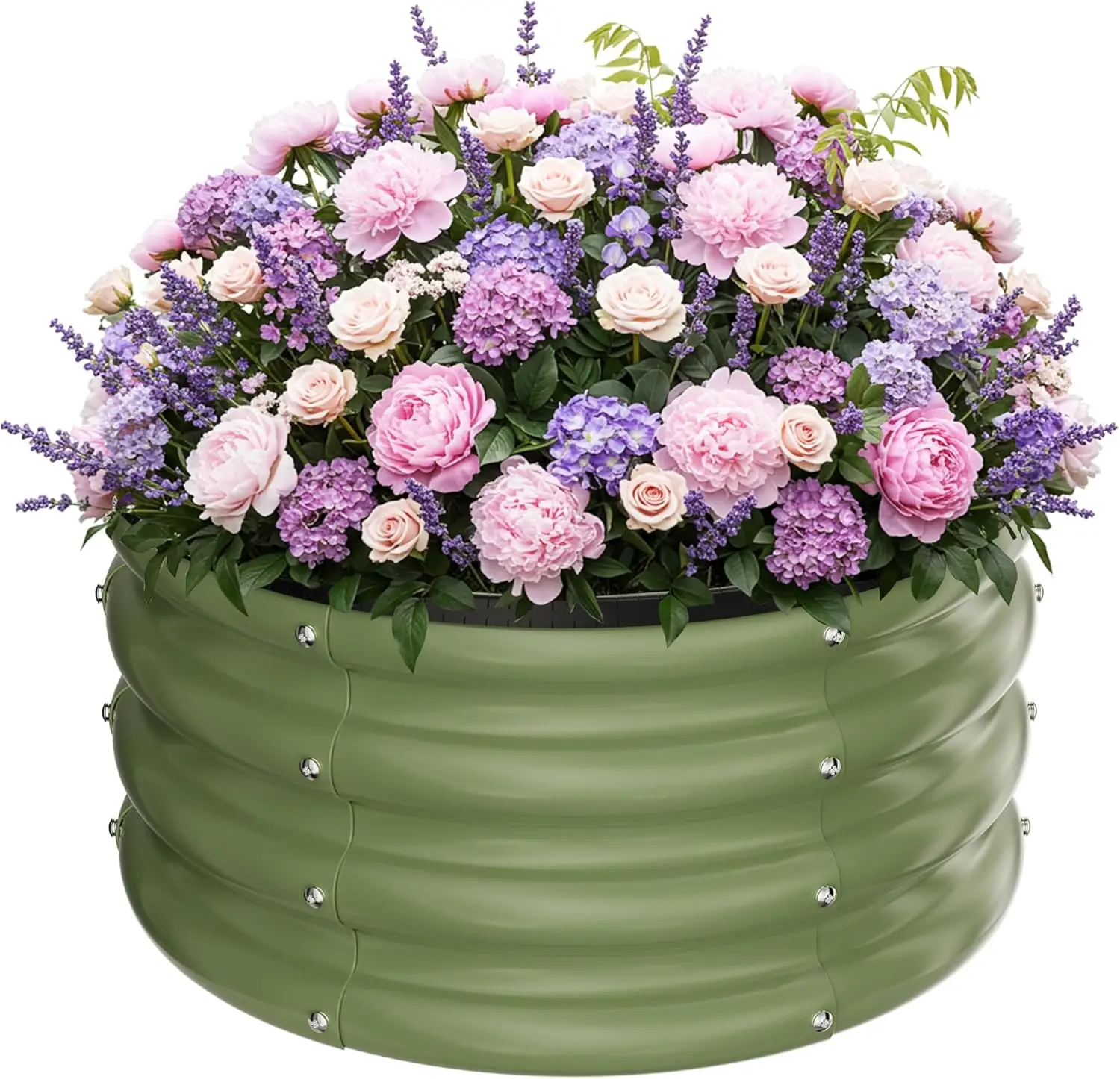 

Round Galvanized Raised Garden Bed kit,Green Outdoor Garden Raised Planter Box, Round Large Metal Raised Garden Beds for Vegetab